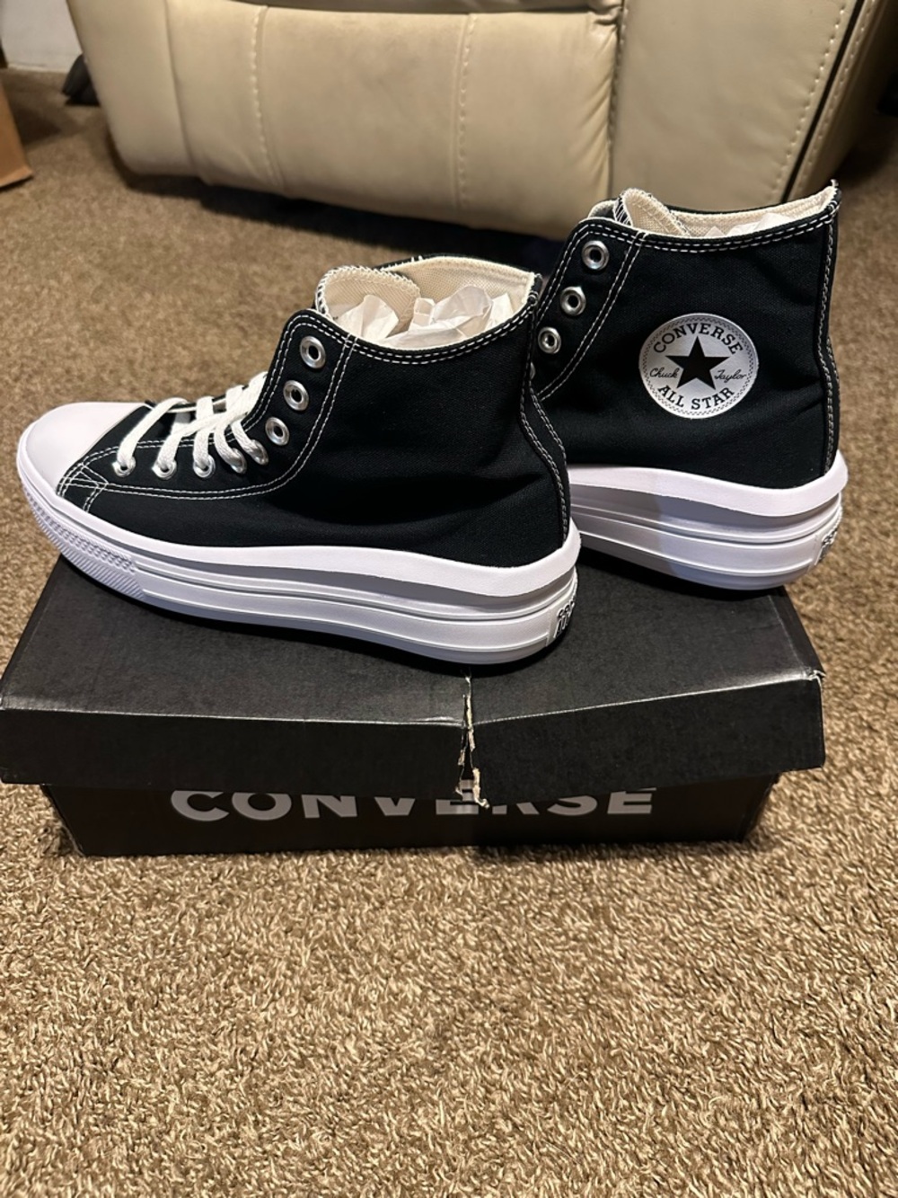 Converse Black and White High Top Sneakers - Platform Style